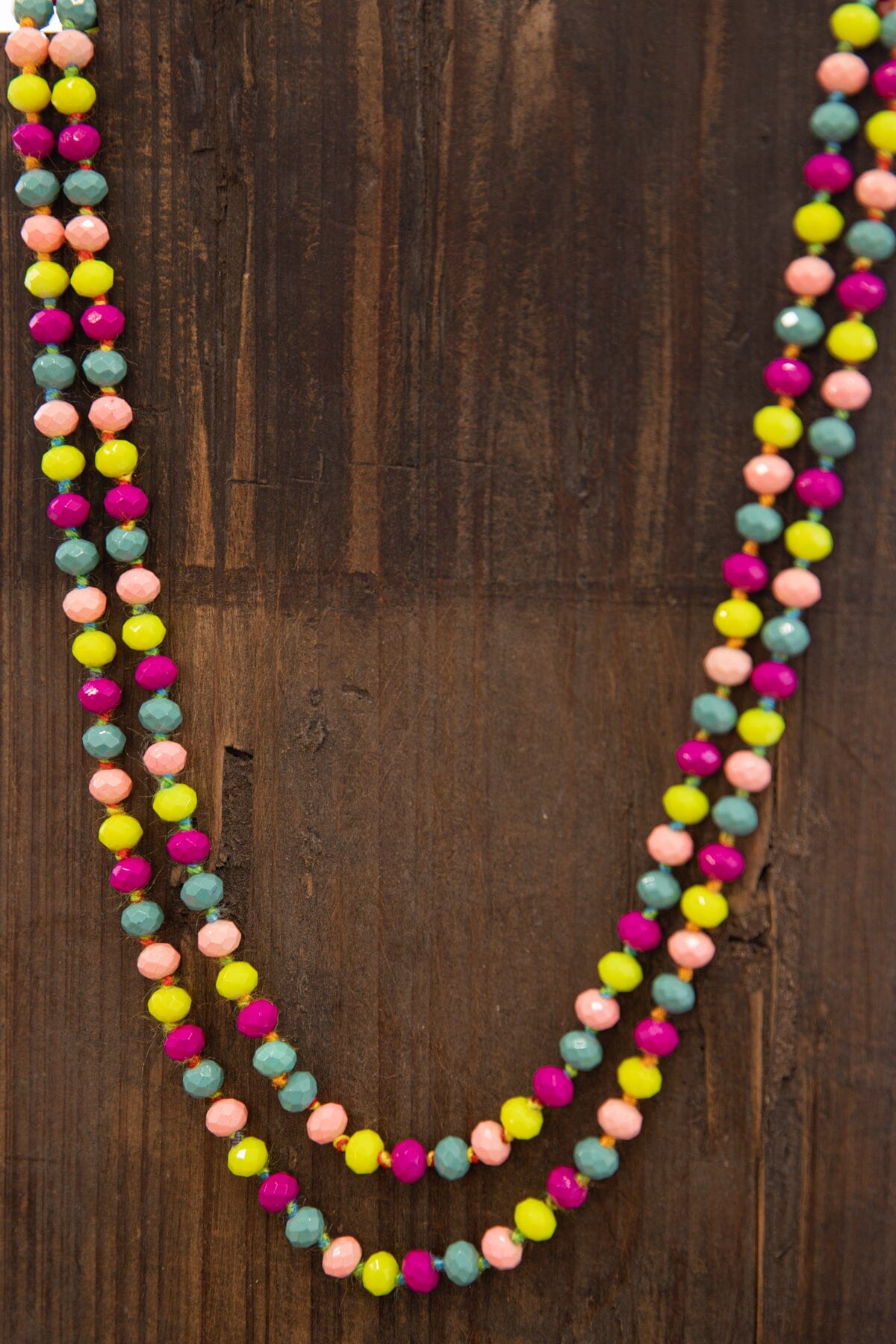 Yellow Multicolor Long Beaded Necklace