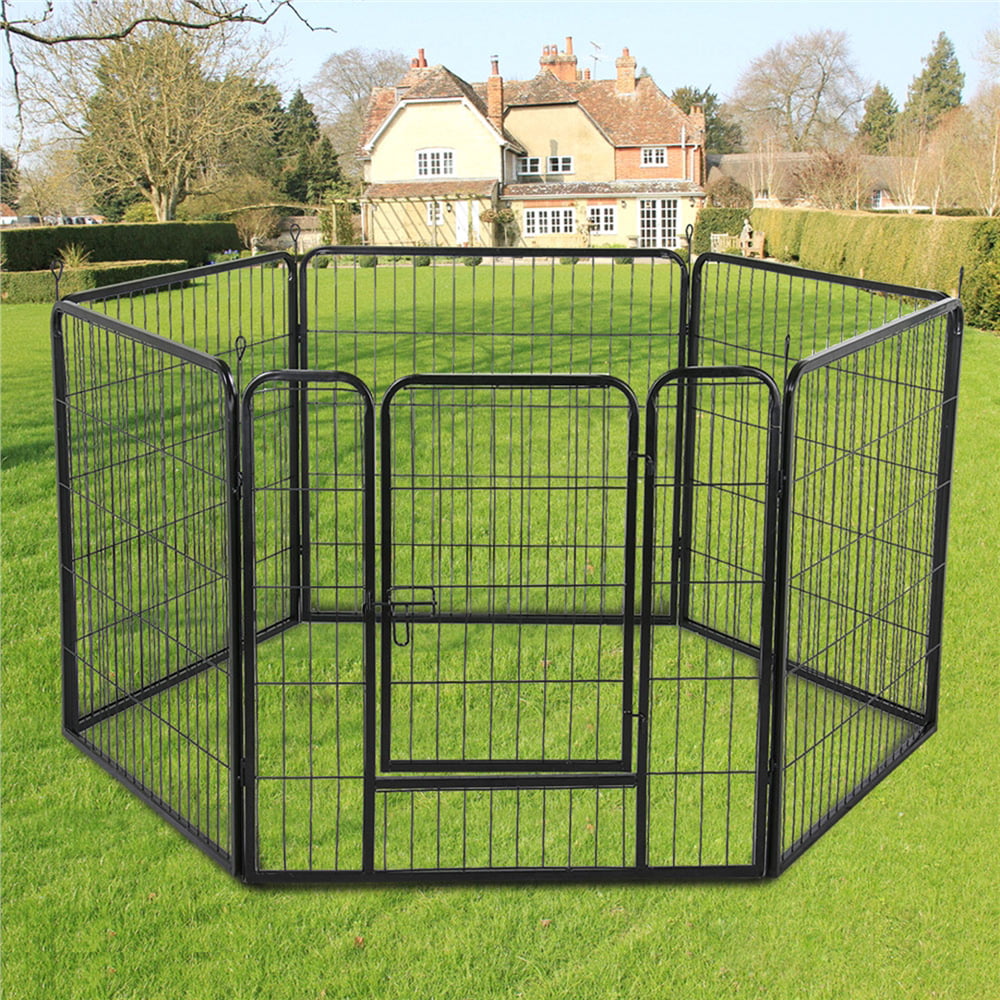 Easyfashion Heavy Duty 6 Panel Pet Playpen，Black