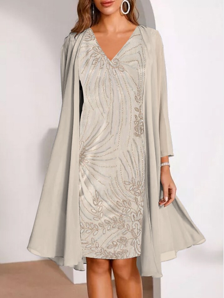 Women's Dress Set Two Piece Dress Blue Purple Khaki Long Sleeve Floral Pure Color Sequins Ruched Winter Fall V Neck Elegant Casual Classic Fall Dress 2022 S M L XL XXL 3XL / Winter Dress