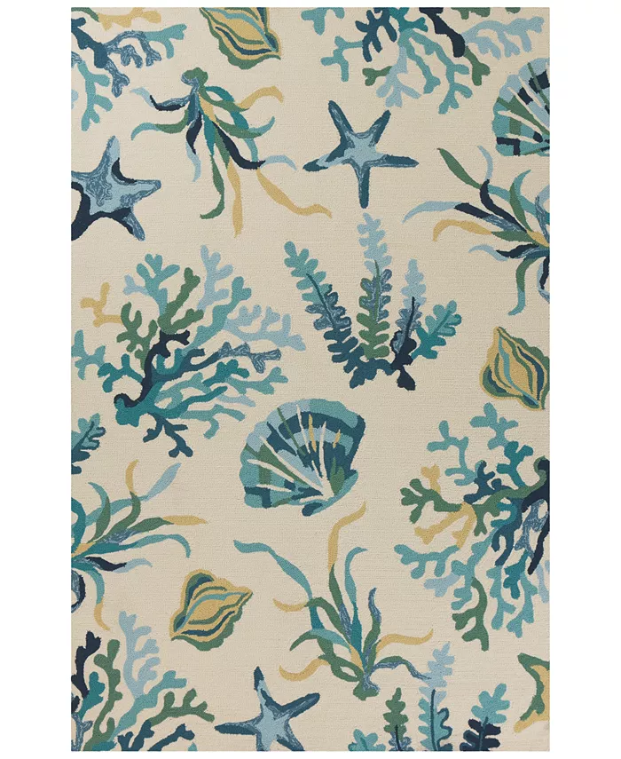 Kas Harbor Oceana 4244 Ivory Blue Indoor Outdoor Area Rug