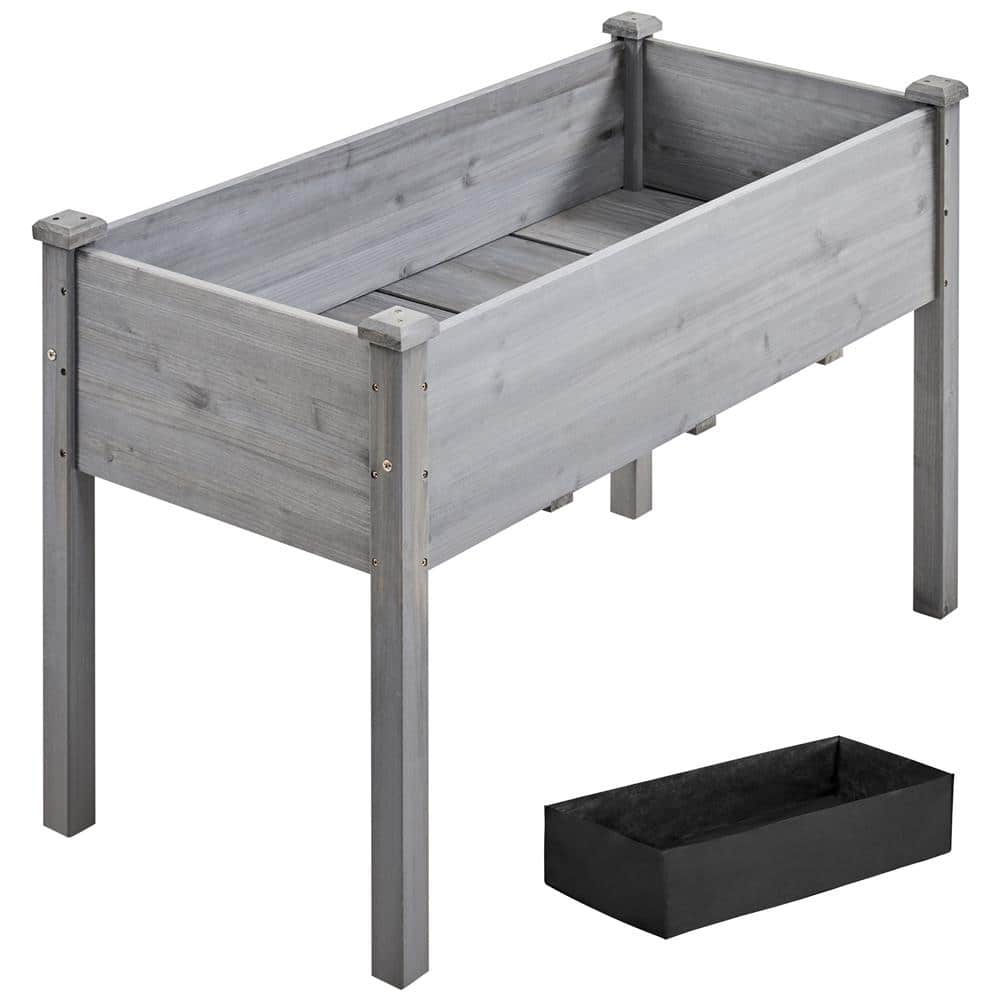 Yaheetech 47.5 in. L x 23.5 in. W x 30 in. H Fir Wood Elevated Planter Raised Bed for Backyard， Patio DYyh5e0001
