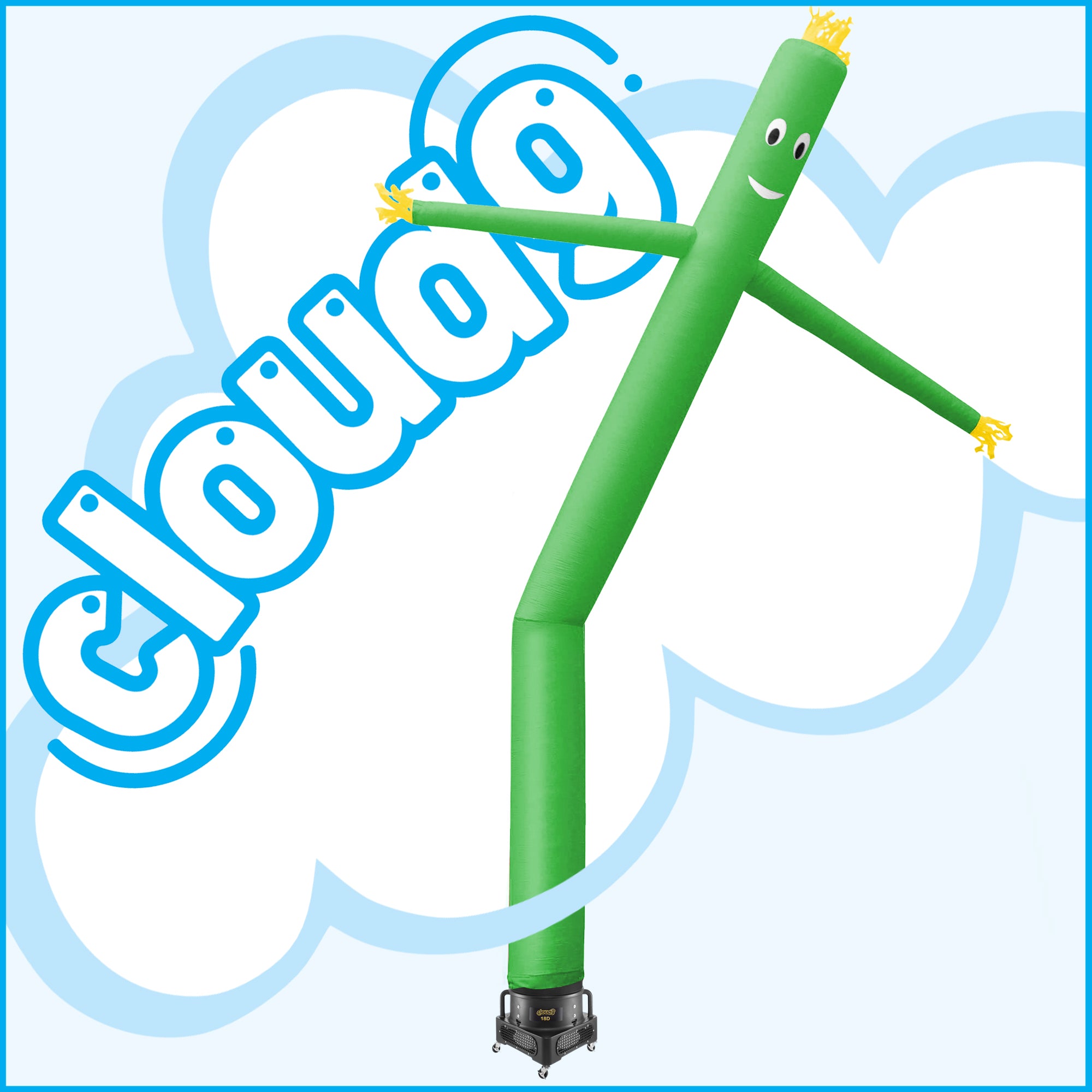 Cloud 9 Inflatable Wacky Waving Tube Man with Blower， Green 20 ft Dancing Air Puppet with Flailing Arms