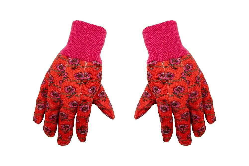 G & F Kids Garden Gloves 1823-3 JustForKids Work Gloves, 3 Pairs Green/Red/Blue per Pack