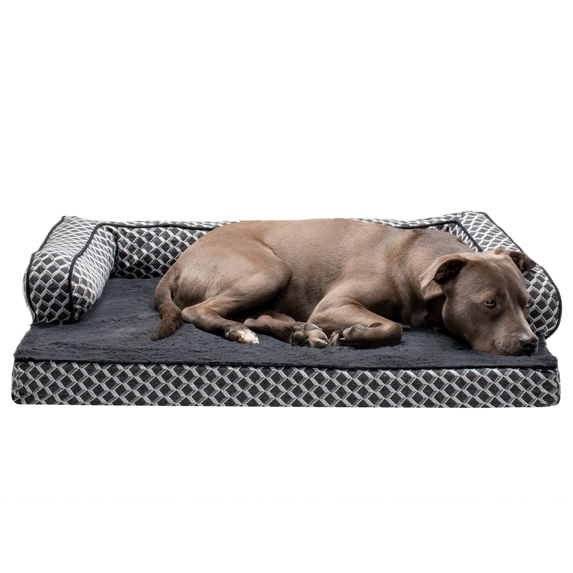FurHaven Pet Products Orthopedic Sofa-Style Pet Bed for Dogs and Cats， Diamond Gray， Large