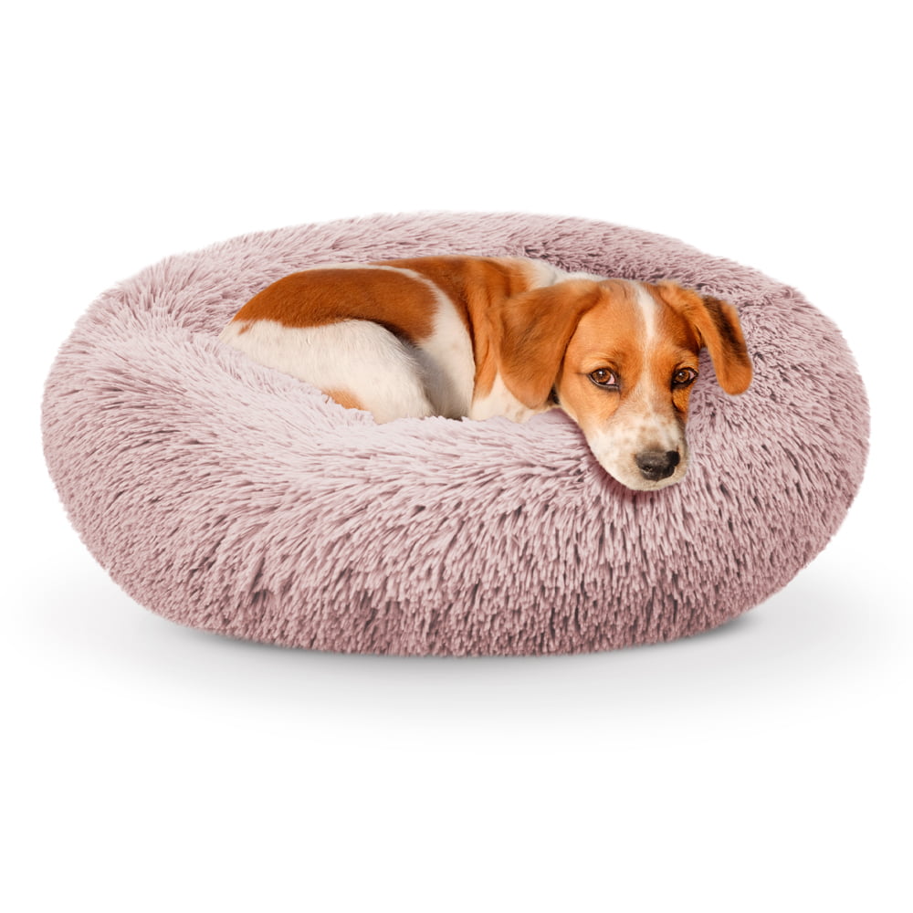 Precious Tails Super Luxe Shaggy Faux Fur Donut Bolster Dog Cat Bed - Medium