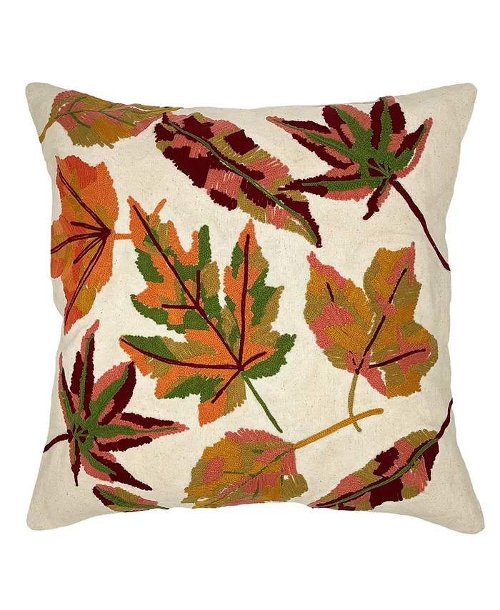 Mod Lifestyles Fall Leaves Embroidery Pillow， 18
