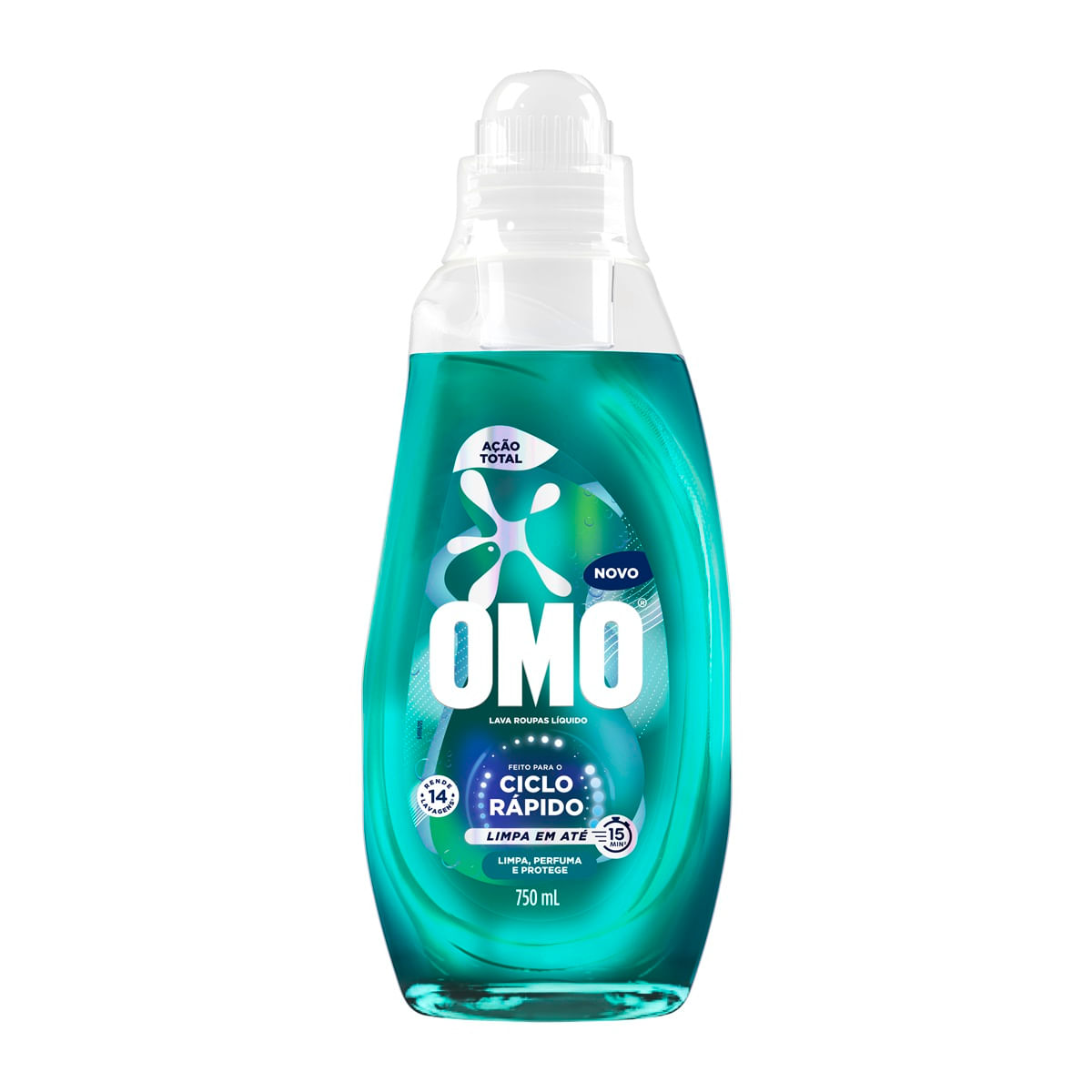 Lava Roupas Liquido Ciclo Rapido OMO Acao Total 750ml