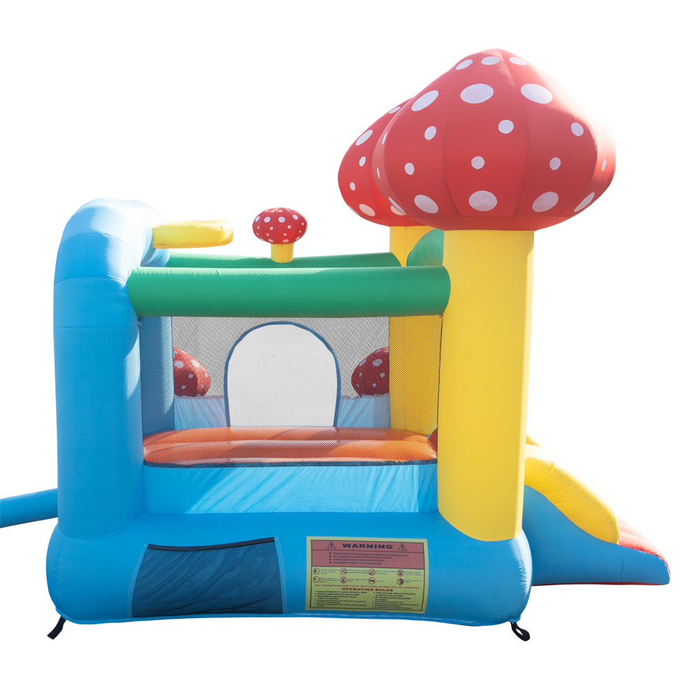 Kids Inflatable Water Slide， Inflatable Jumping Castle with Mini Swimming Pool and Slide， include Blower， Slide Bouncer Water Pool， Mushroom Pattern