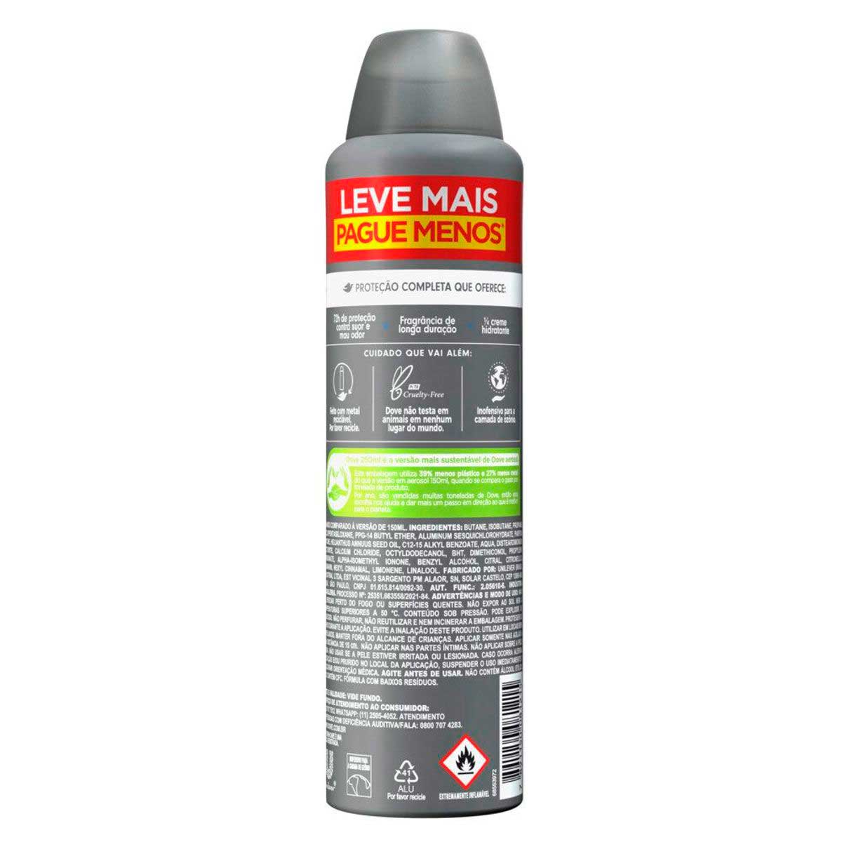 Antitranspirante Aerosol Dove Men+Care Protecao Total 250 ml
