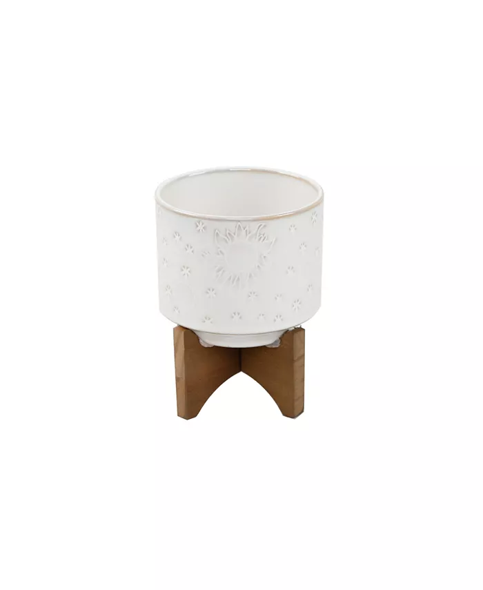 Flora Bunda Sunmoon Ceramic Planter on Stand， 4.25