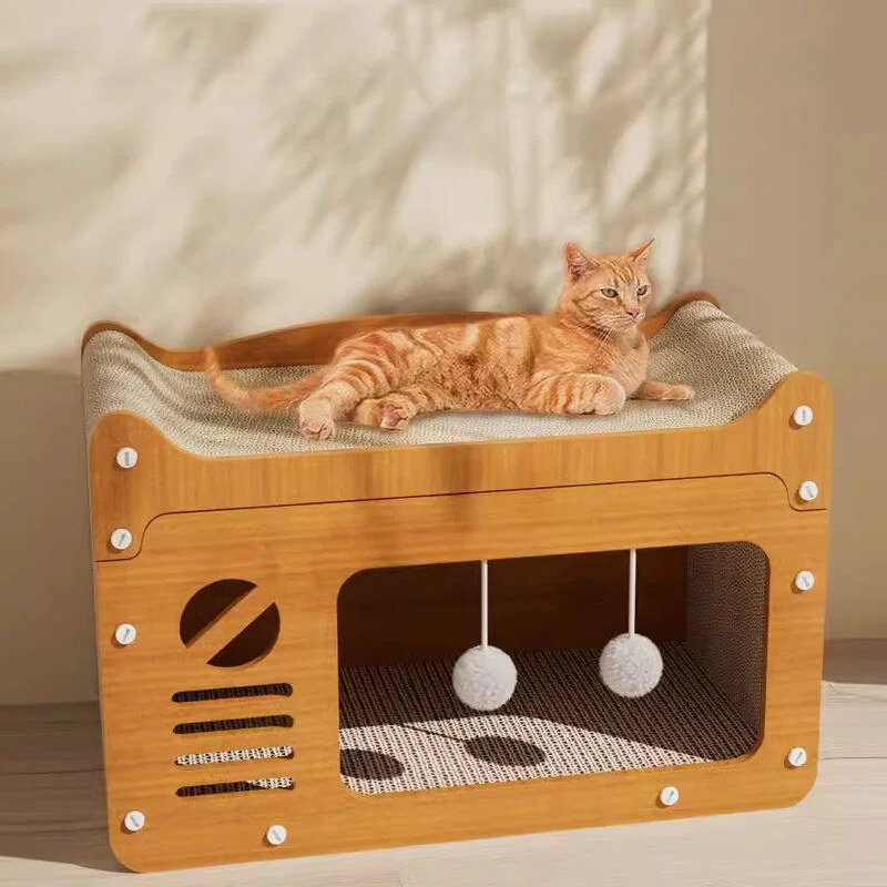 Multi-Level Cat Scratcher House – Play Tower & Cozy Hideout