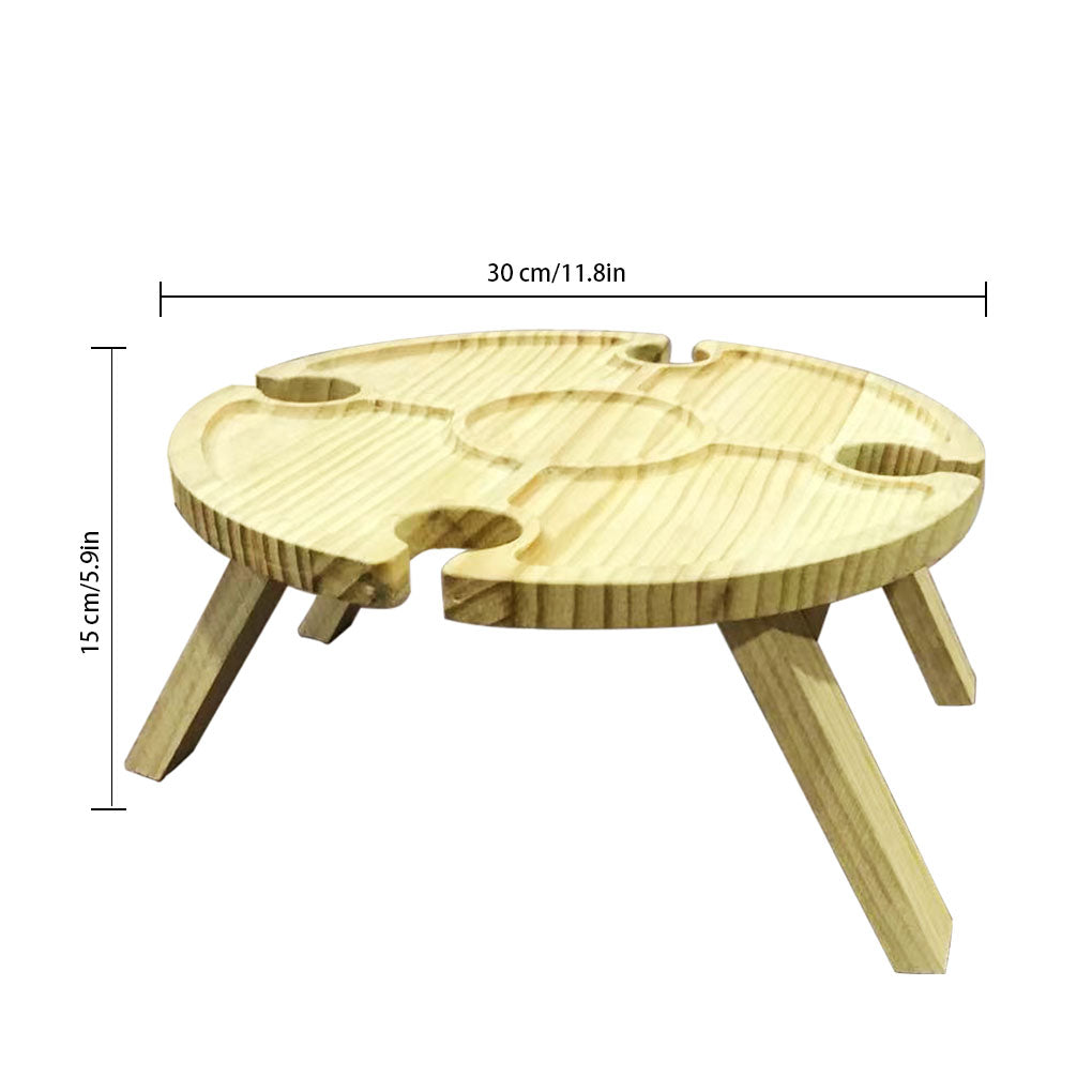 Rinhoo Barbecue Wine Table Wooden Outdoor Glass Table Foldable Portable Picnic Wine Holder for Camping