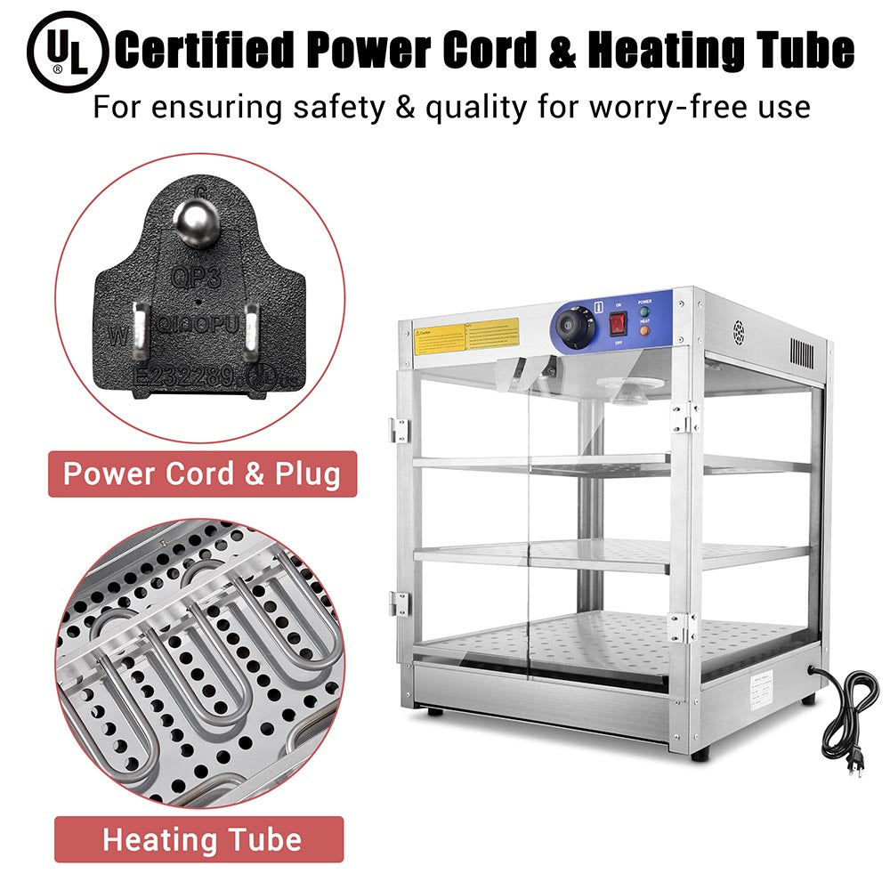 Yescom Pizza Food Warmer Commercial Countertop Display Case 3 Tier