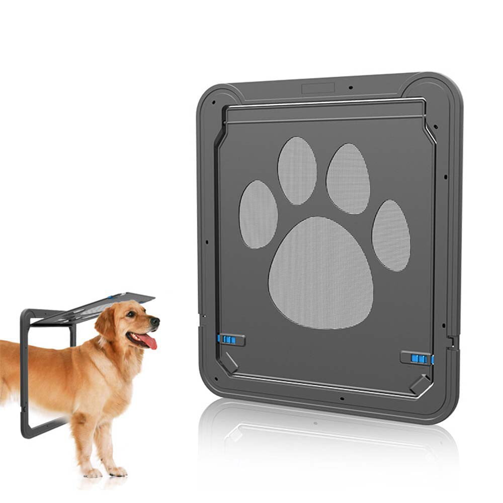 LINGJIA Extra Large Pet Door for Dogs and Cats， Dog Screen Door with Magnetic Flap Automatic Lockable Pet Door Screen Sliding Door for Small Dogs Cats (Outer Size 16.54
