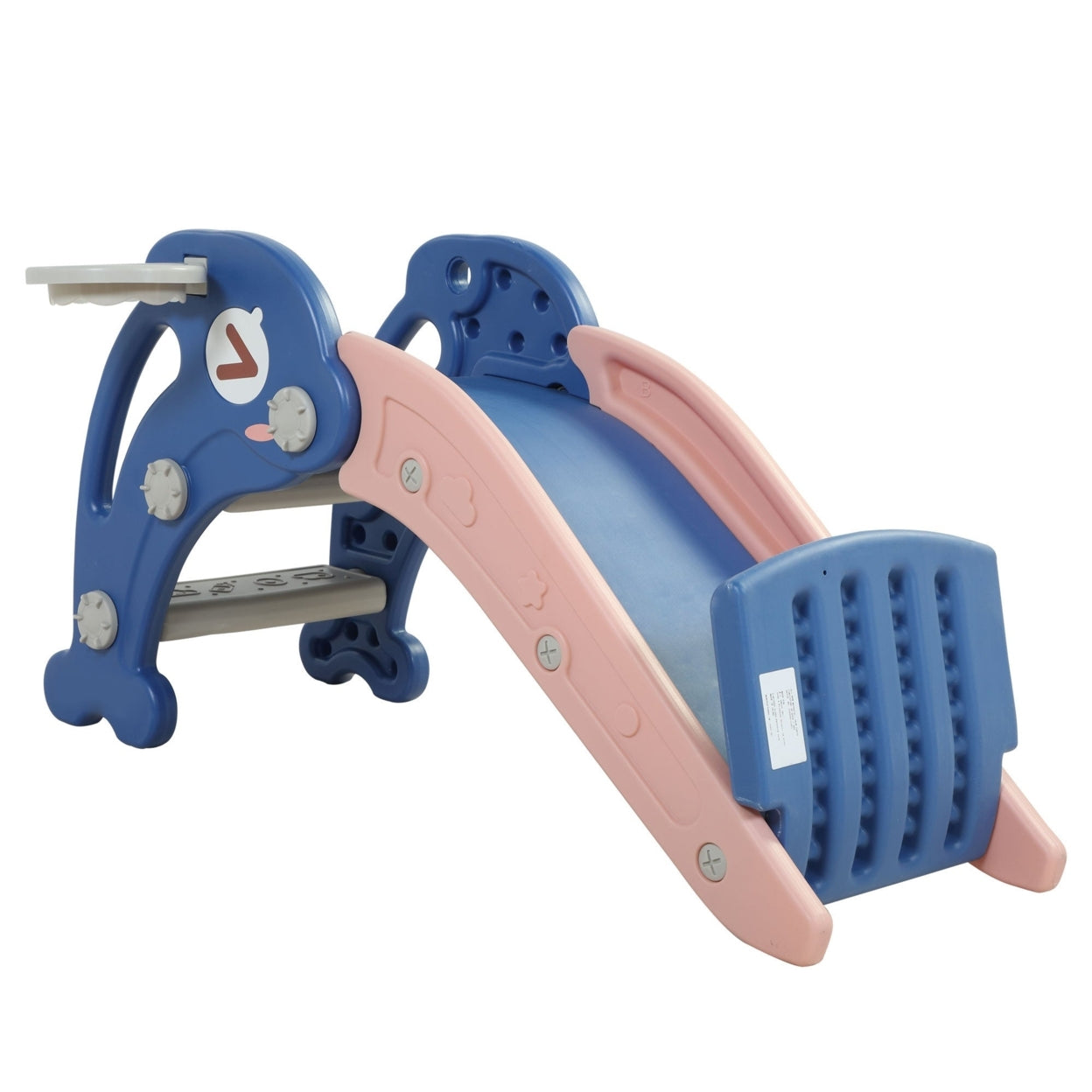 3 in 1 Kids Climber and Slide， Toddler Play Set with Basketball Hoop and Ball， Indoor Outdoor Freestanding Slide for