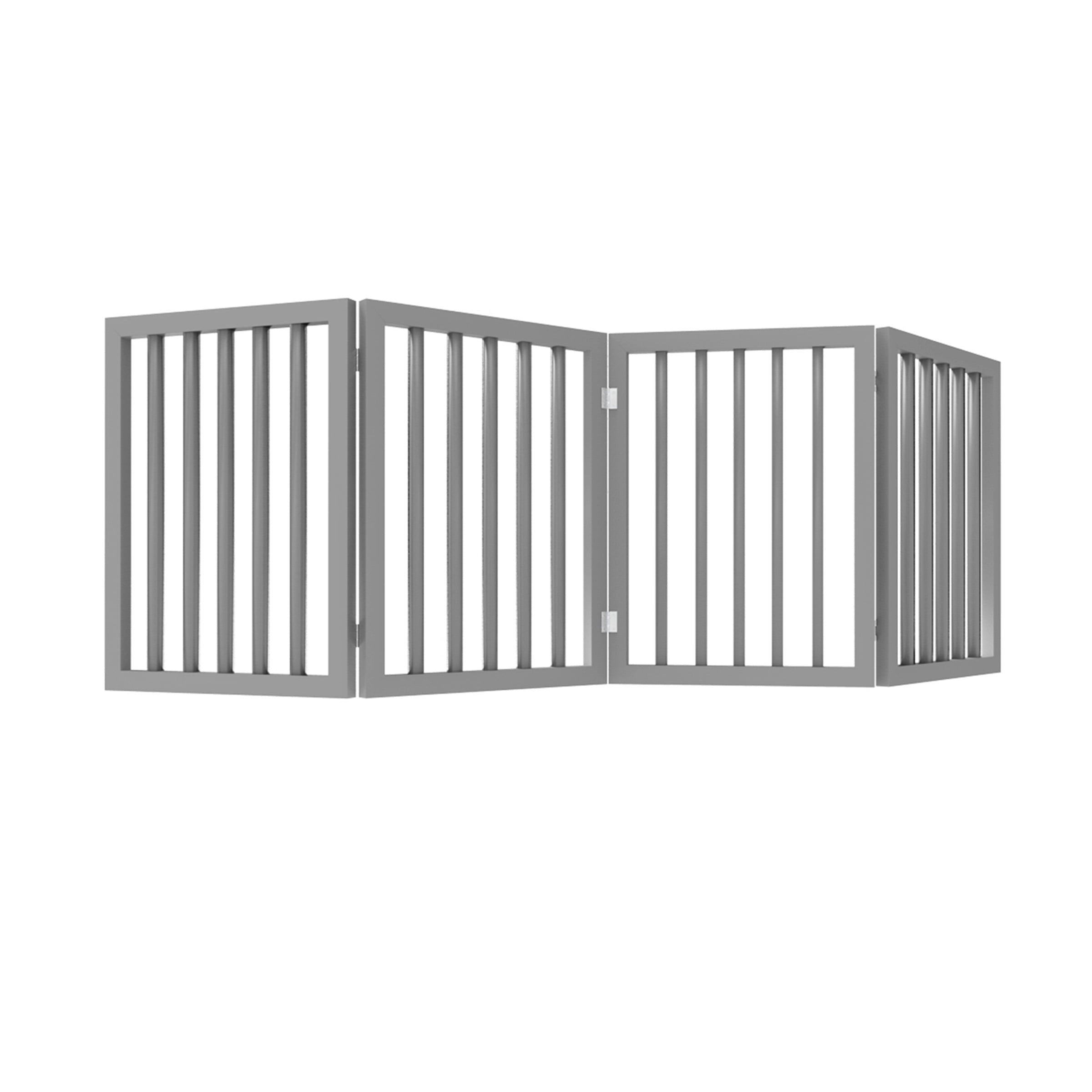 Pet Gate – Dog Gate for Doorways， Stairs or House – Freestanding， Folding， Accordion Style， MDF Wooden Indoor Dog Fence by Petmaker (4 Panel， Gray)