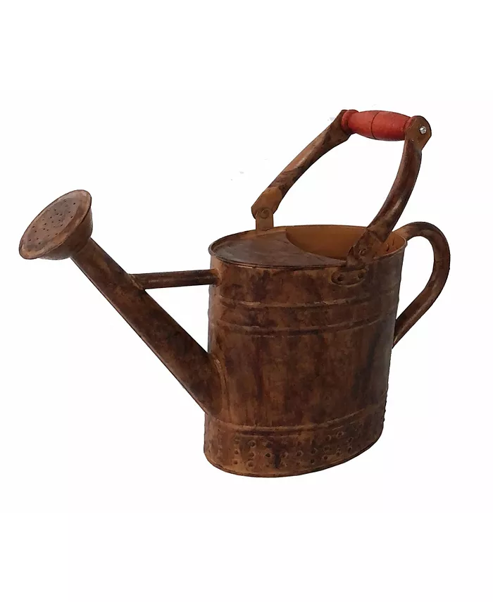 Gardener's Select Gardener Select Metal Oval Watering Can， Rusty Wooden Handle， 0.92 Gal