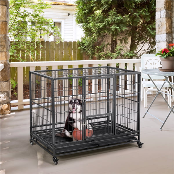 Heavy Duty Collapsible Dog Kennel and Crate Pet Playpen Indoor Outdoor Black