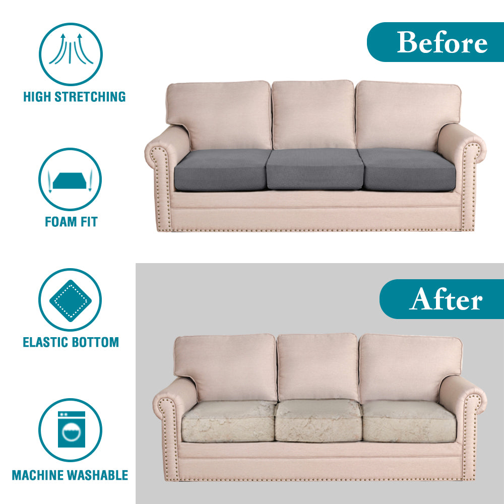 PrimeBeau Stretch Couch Cushion Covers Suitable for Loveseat Sofa(3pc,Grey)