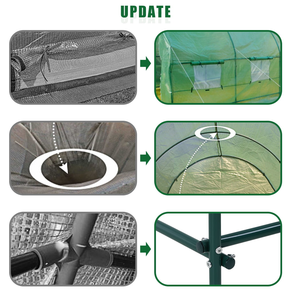 FDW Greenhouse for Outdoors Greenhouse Walk-in Green House L9.8'xW6.5'xH6.5' Plastic Mini Greenhouse Kit Indoor Portable Greenhouse Plant Shelves Tomato Herb Canopy for Patio,Green