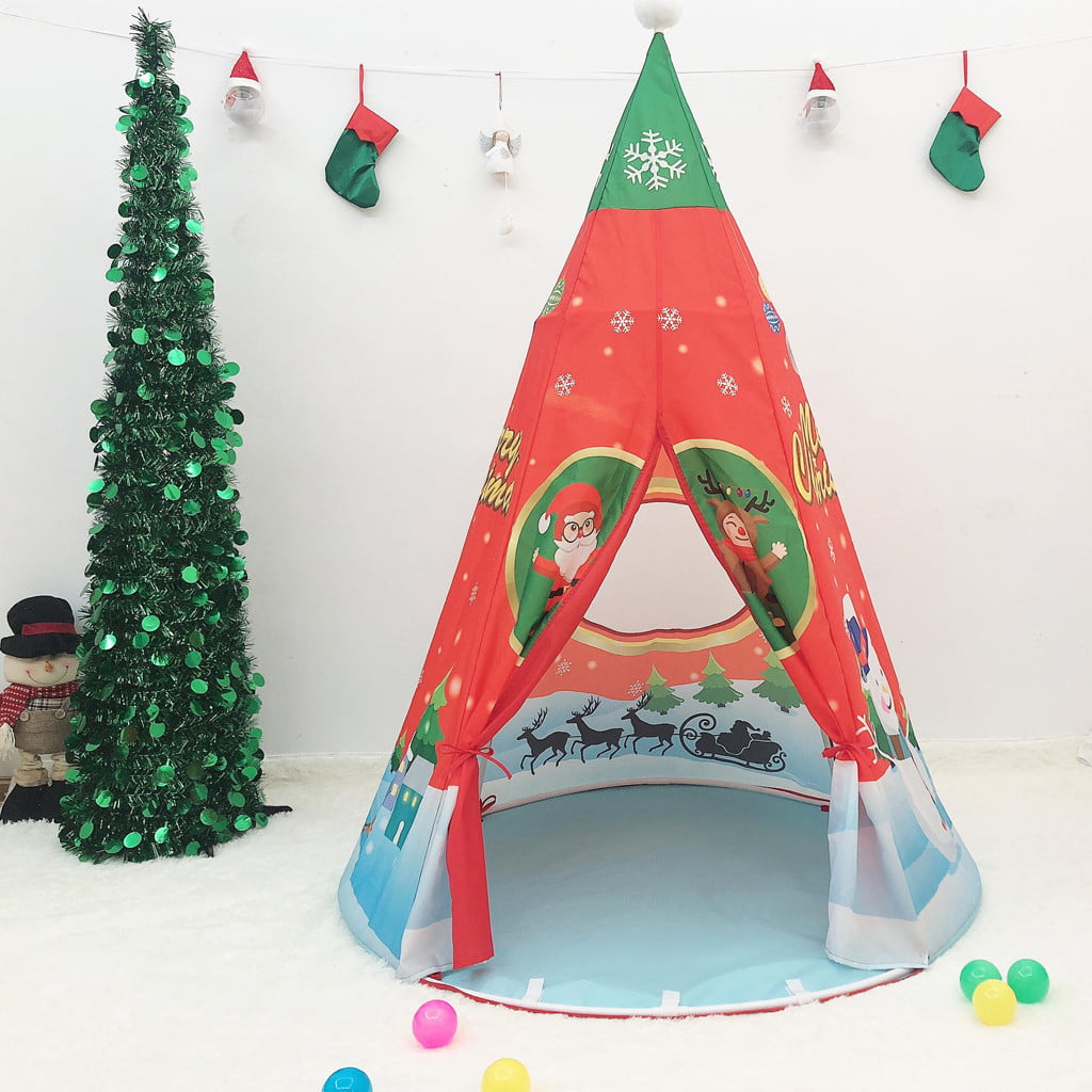 Christmas Tent Kids Teepee Tent 5' Children Indian Play Tent Playhouse Children