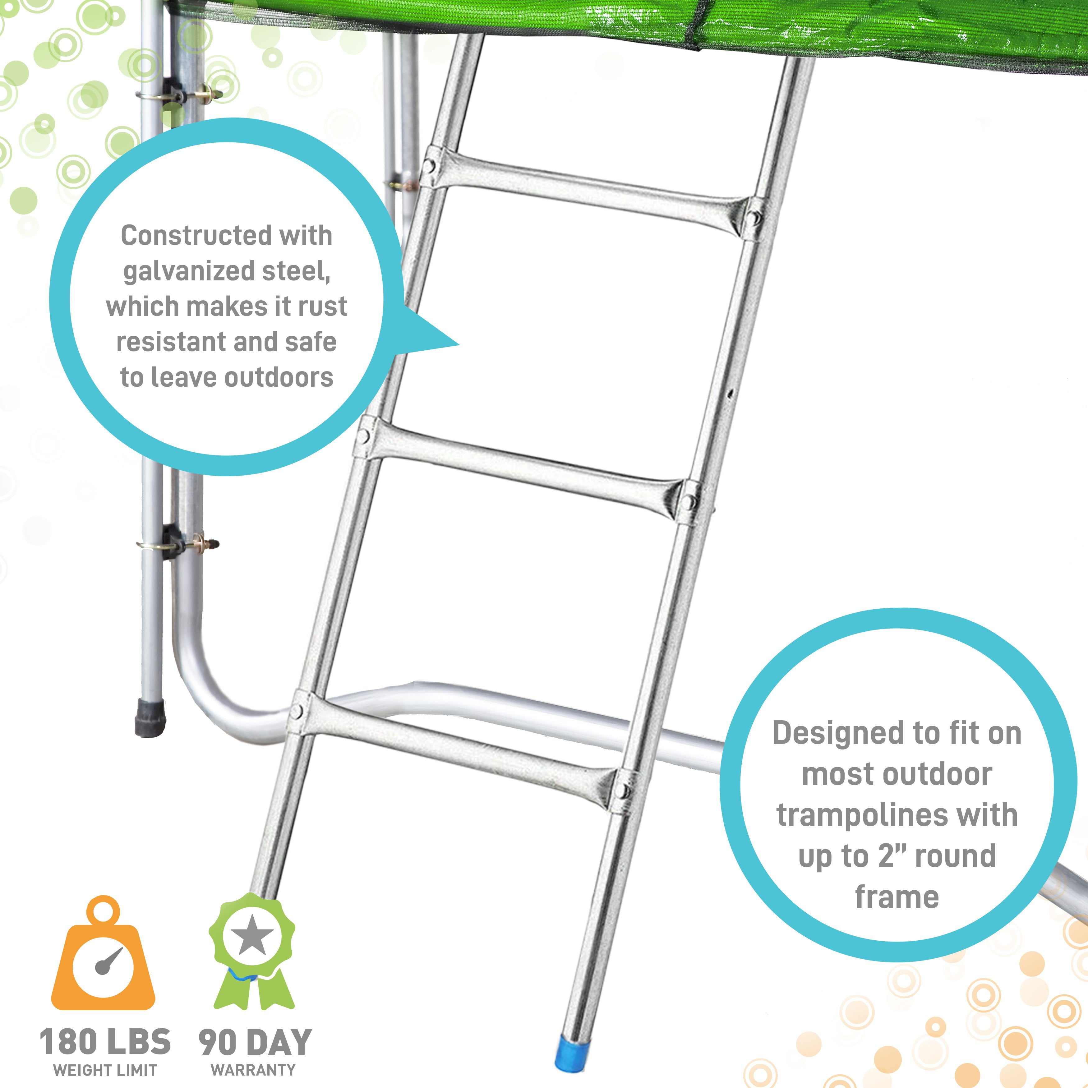 Pure Fun 3 Step Steel Universal Trampoline Ladder， 180lb Weight Limit