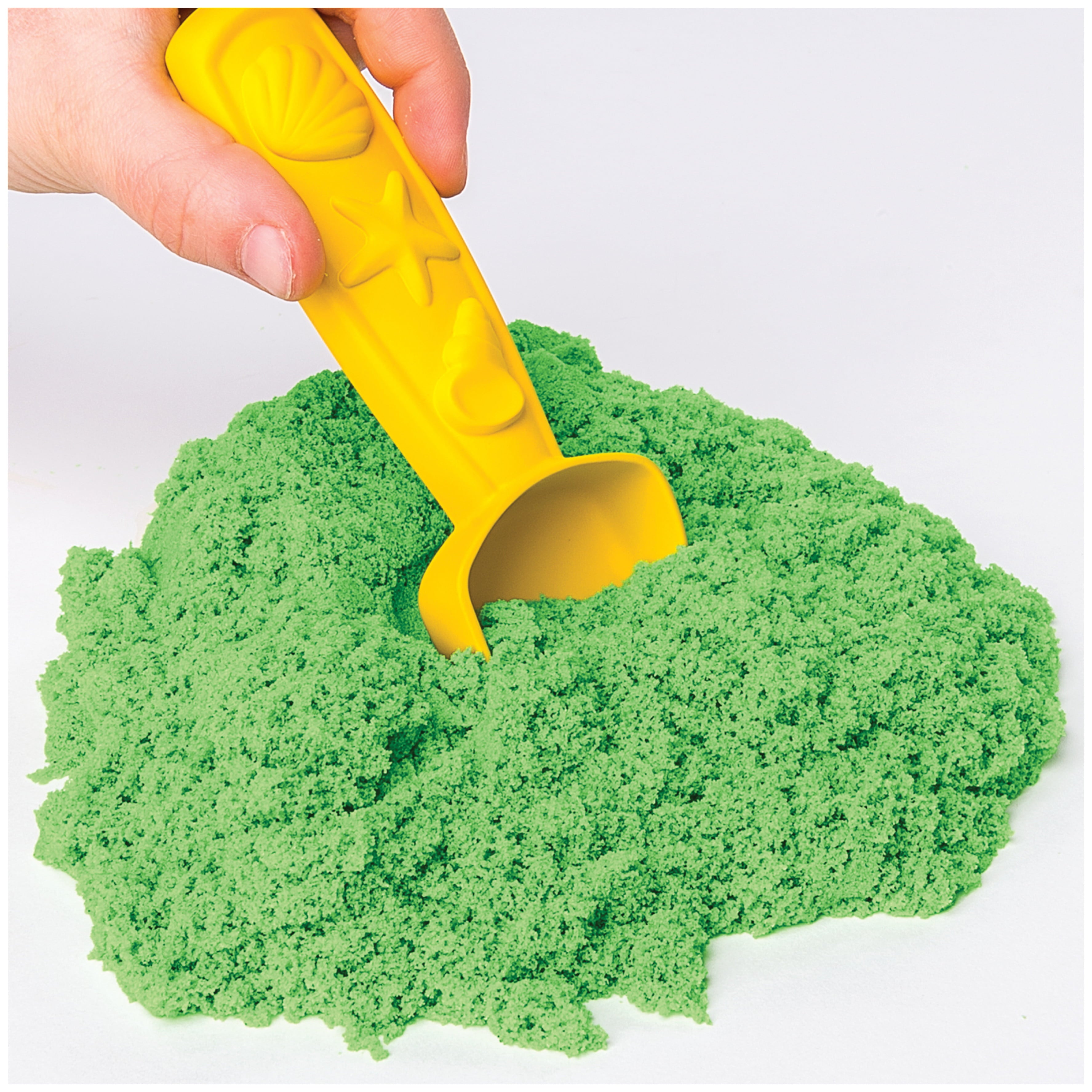 Kinetic Sand, Sandbox Playset with 1lb of Green Kinetic Sand and 3 Molds, for ages 3 and up