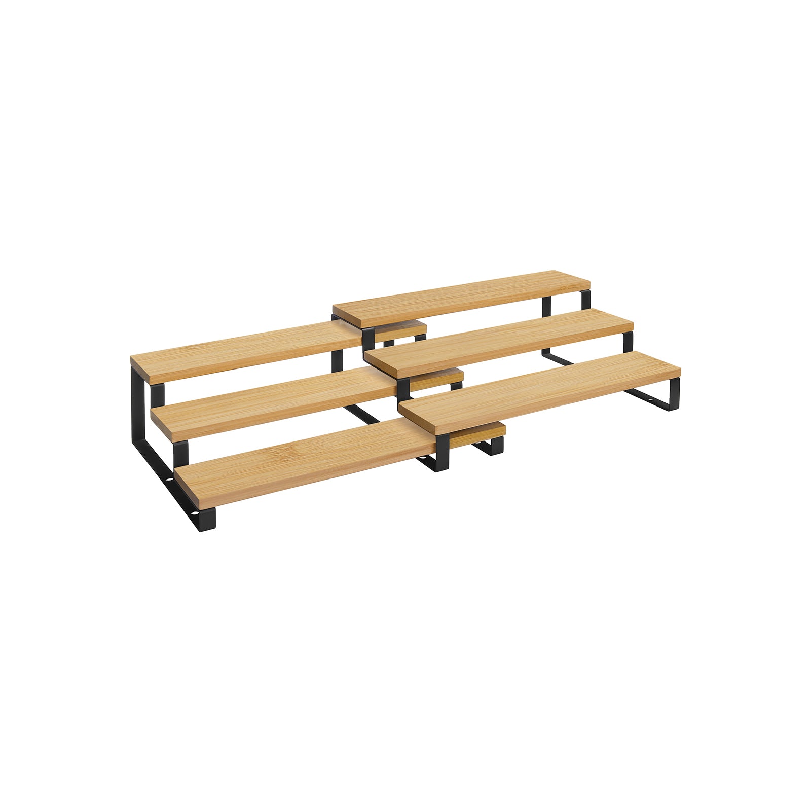 SONGMICS Set of 2 Cabinet Shelf OrganizersNatural + Black