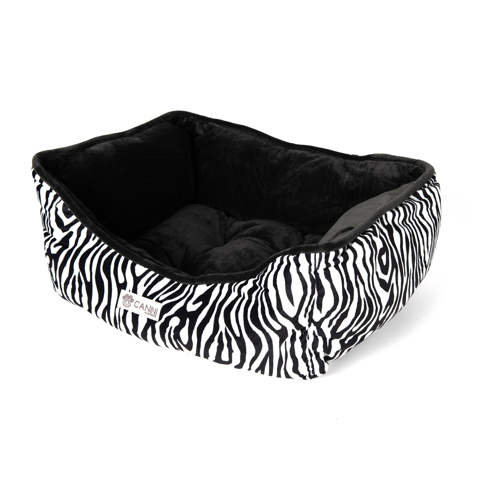 CANINI by Baguette Reversible Micro-Plush Dog Bed for Small-Sized Breeds， Zebra Print