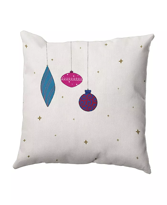 E by Design 16 Inch Off White and Hot Pink Decorative Christmas Throw Pillow