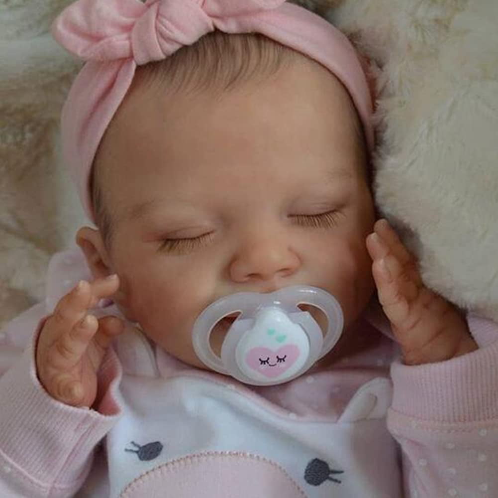 Reborn Baby Dolls, 18" Realistic Newborn Baby Dolls Girl with Soft Vinyl Silicone Full Body, Lifelike Sleeping Baby Dolls for Girls, Reborn Baby Doll Gift Set for 3+ Year Old Kids