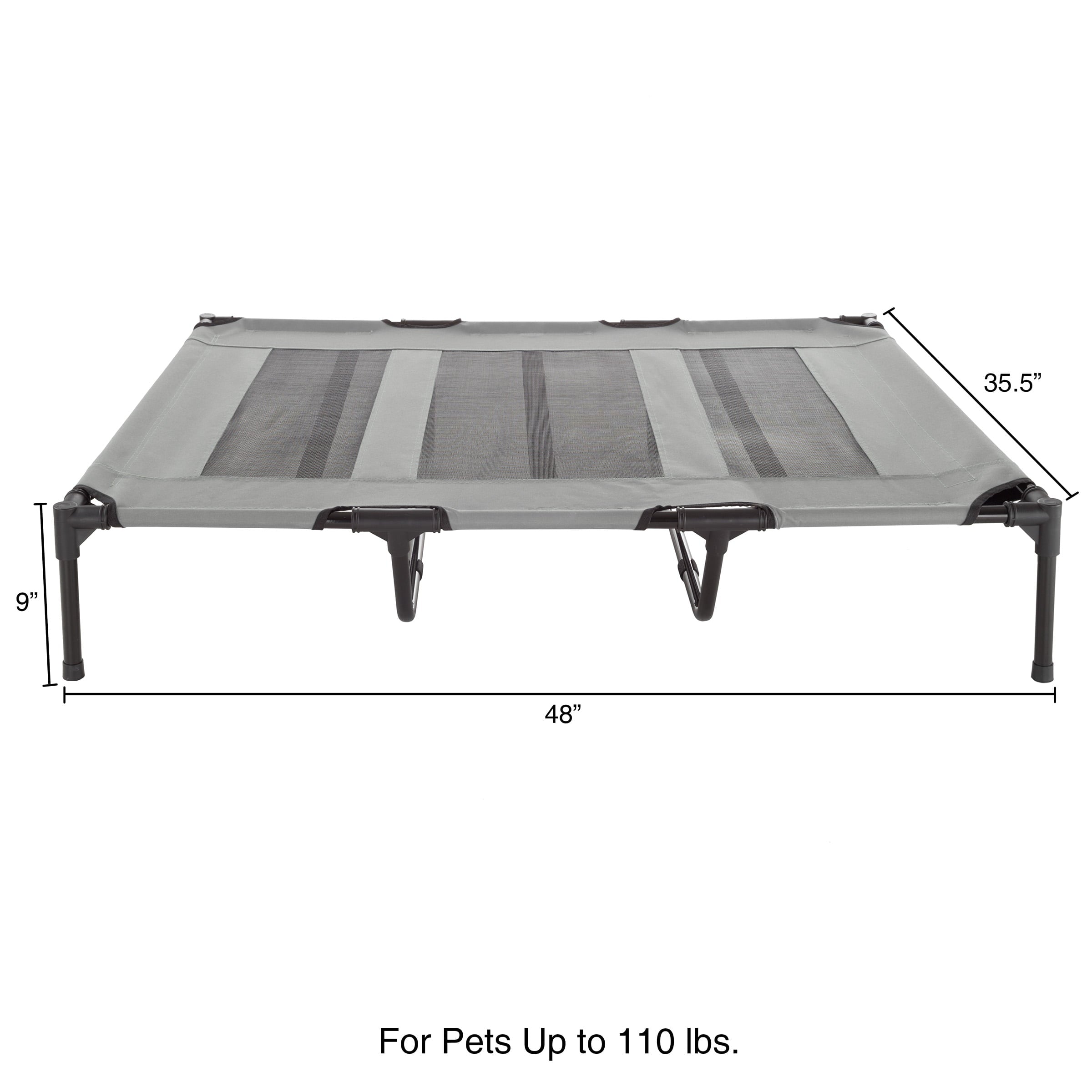 Elevated Dog Bed - 48x35.5-Inch Portable Pet Bed with Non-Slip Feet - Indoor/Outdoor Dog Cot or Puppy Bed for Pets up to 110lbs by PETMAKER (Gray)