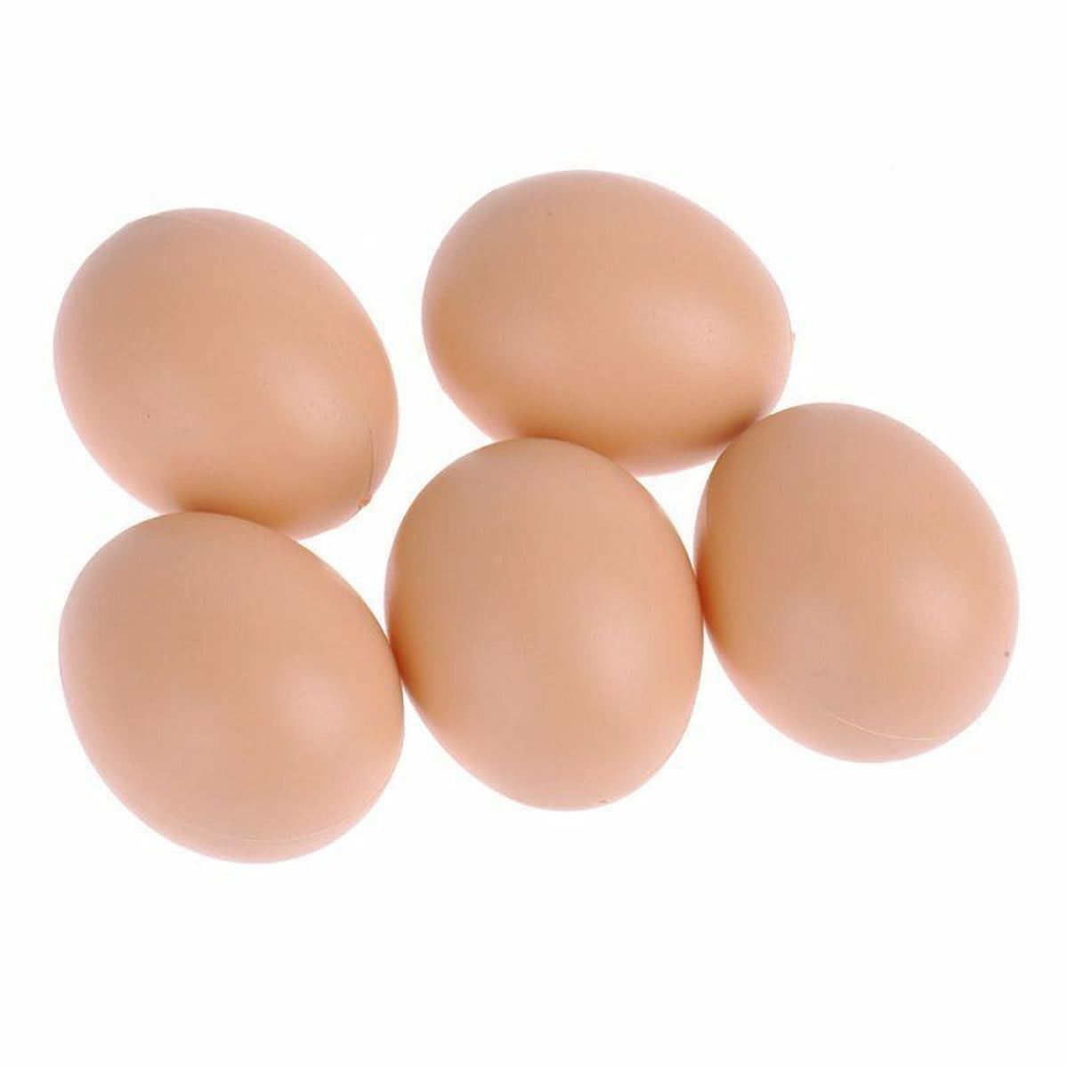 Feildoo 5PCS Plastic Fake Chicken Eggs Poultry Layer Coop Hatching Simulation for DIY Crafts Kids Painting Easter Party Home Decoration -Brown