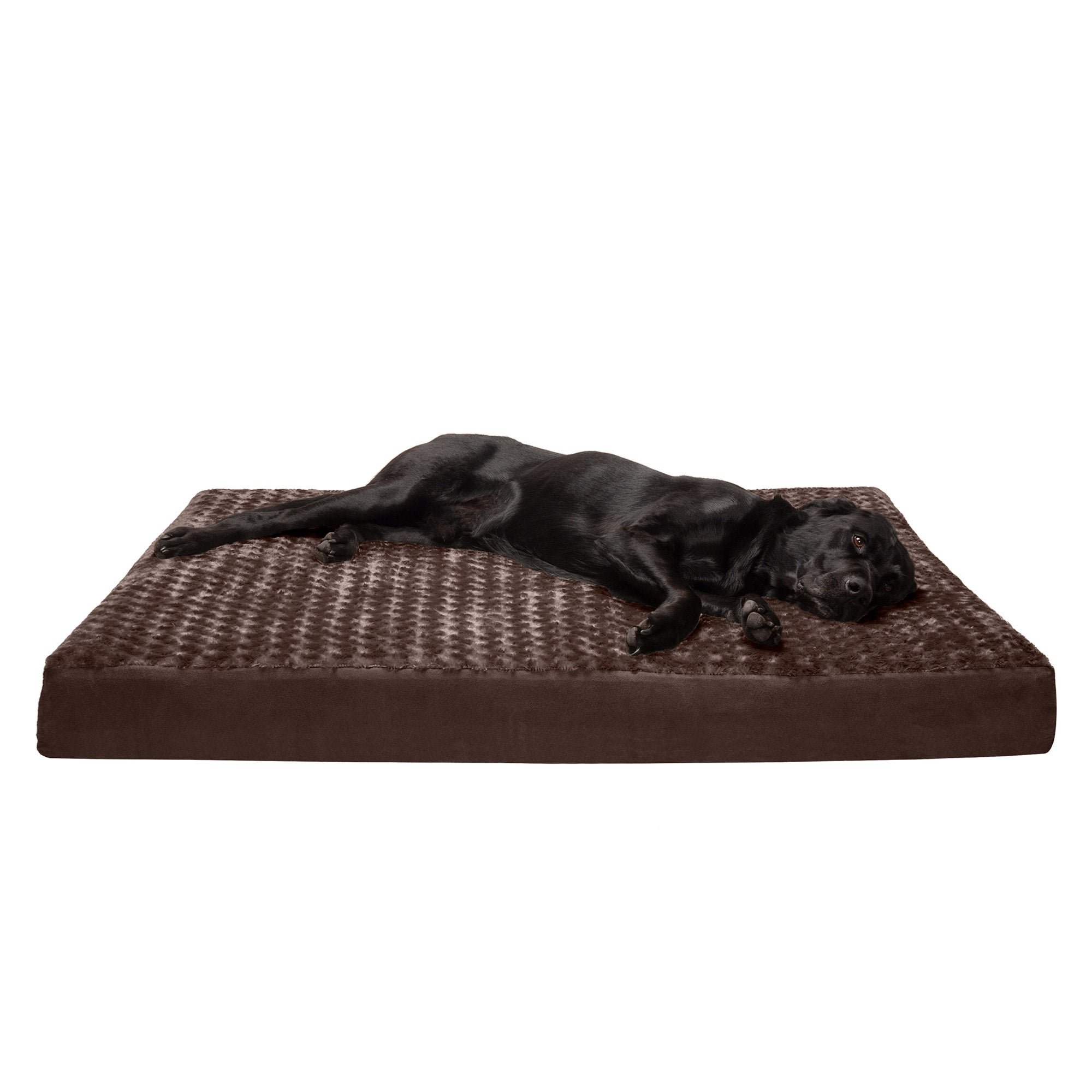 FurHaven Pet Dog Bed | Deluxe Full Support Orthopedic Ultra Plush Mattress Pet Bed for Dogs and Cats， Chocolate， Jumbo Plus