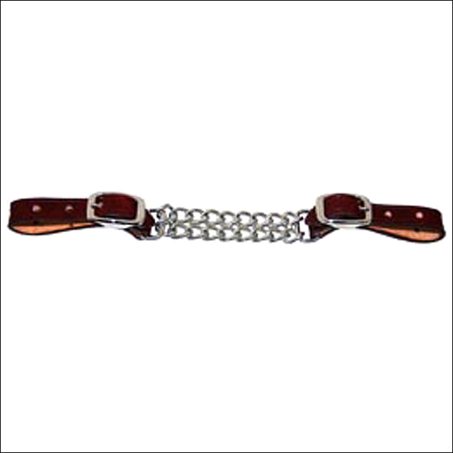 23AI 5/8 Inch Hilason Western Tack Horse Latigo Leather Double Row Curb Mouth Chain