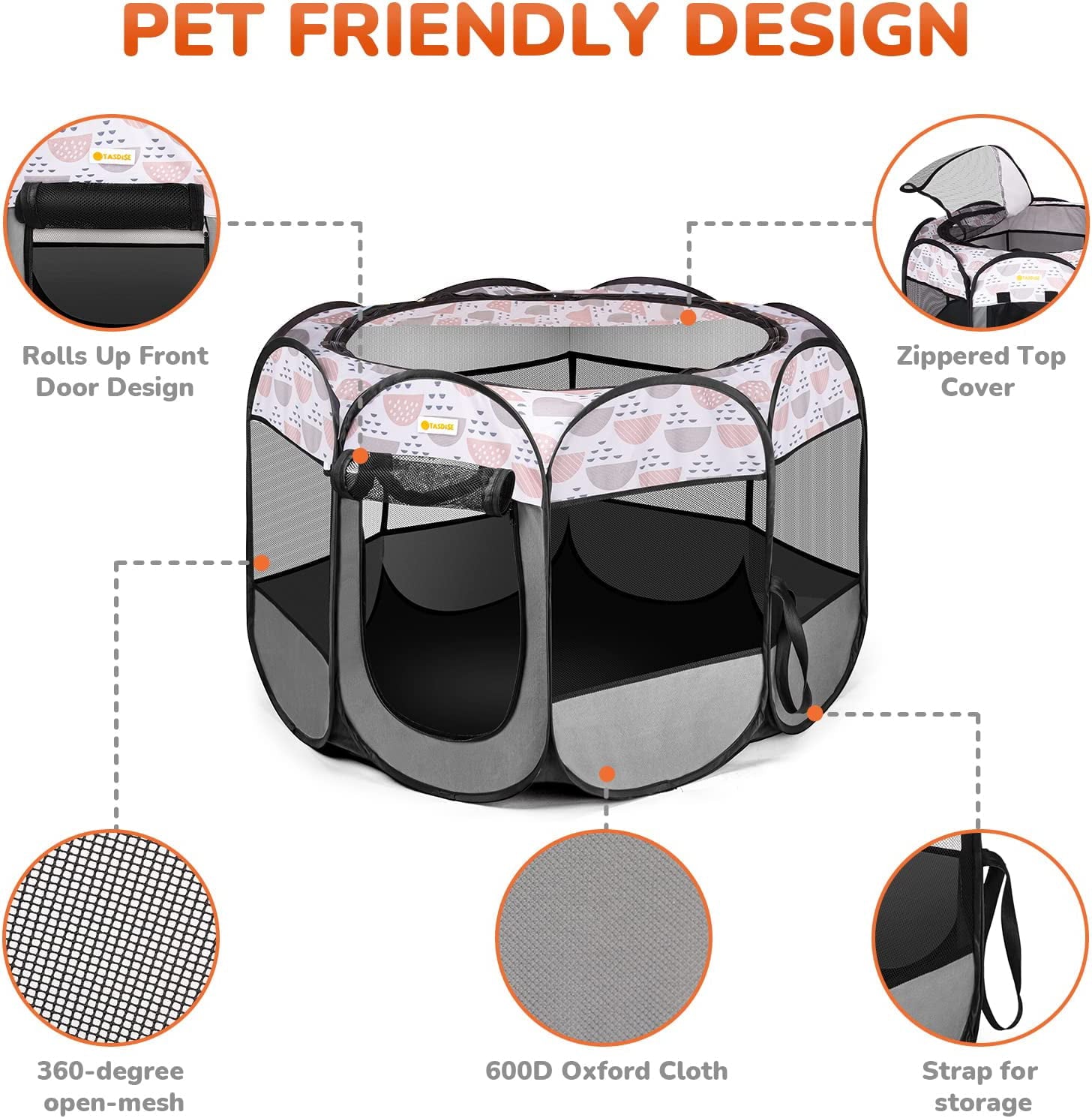 Portable Dog playpen Foldable Exercise Kennel Tent for Cats Puppy Rabbits 600D Oxford 36
