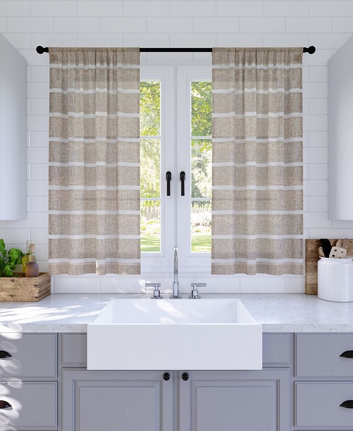 Clean Window Twill Stripe Anti-Dust Cafe Curtain Pair， 52