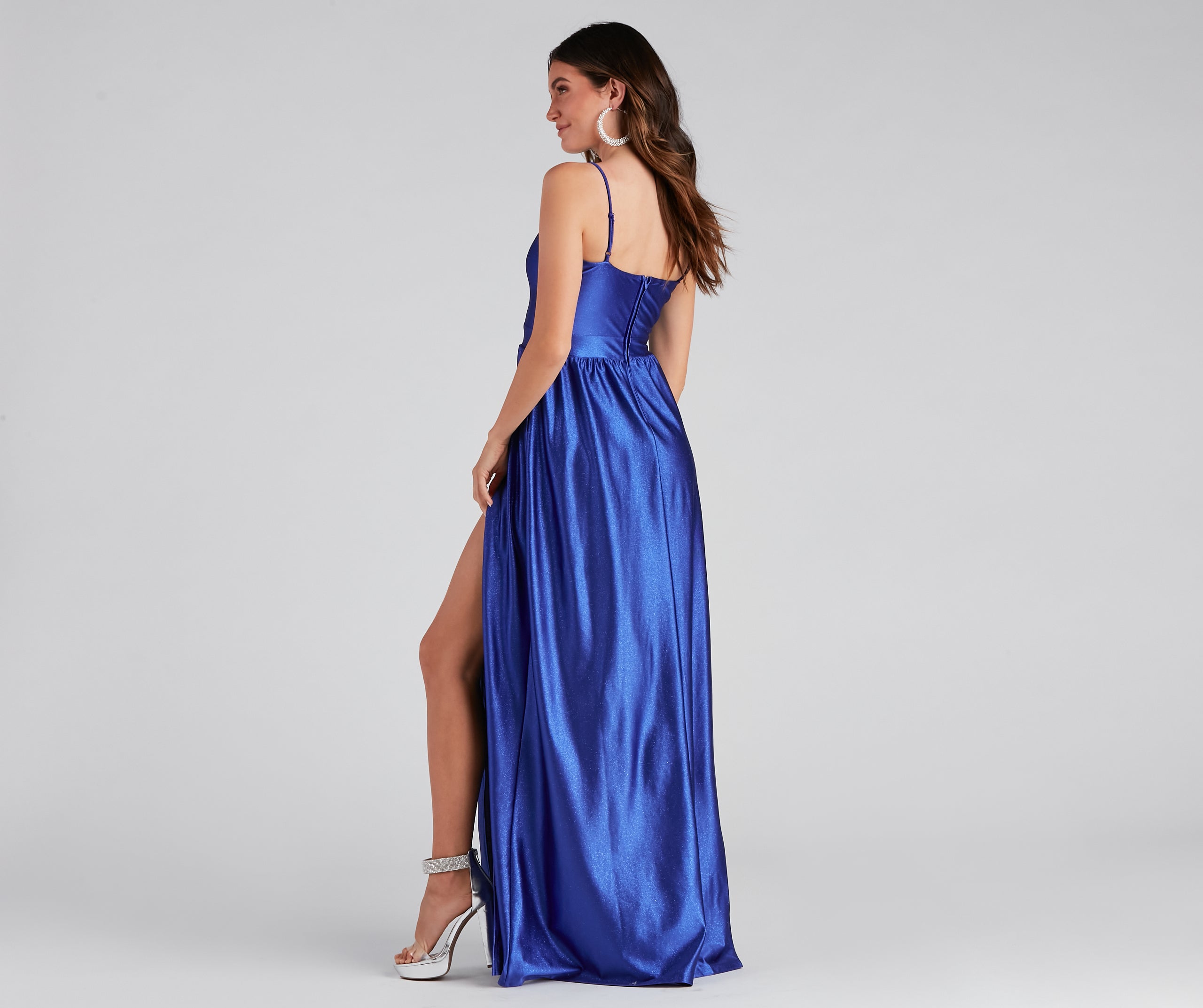 Riley Glitter Satin A-Line Formal Dress