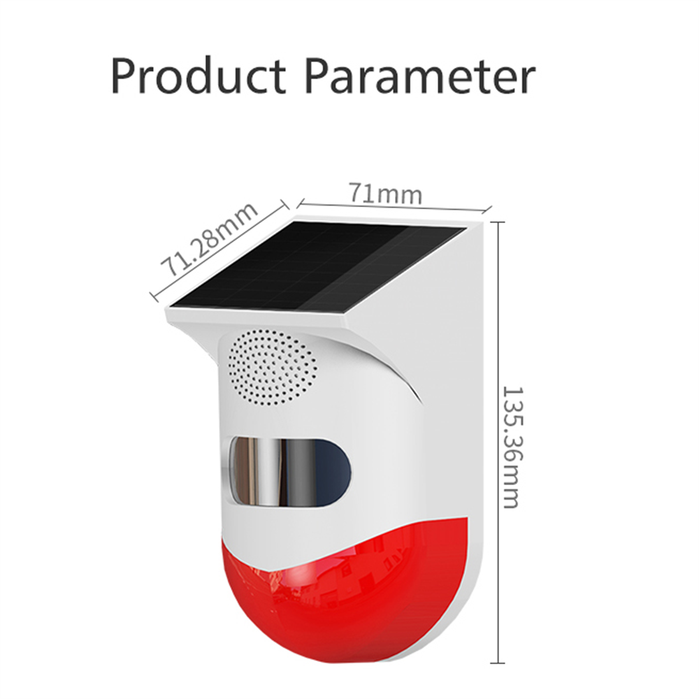 Paddsun 2 PACK Solar Strobe Alarm Light with Motion Sensor Siren Outdoor and IP67 Waterproof Remote Controller 120db Sound Security Siren Light