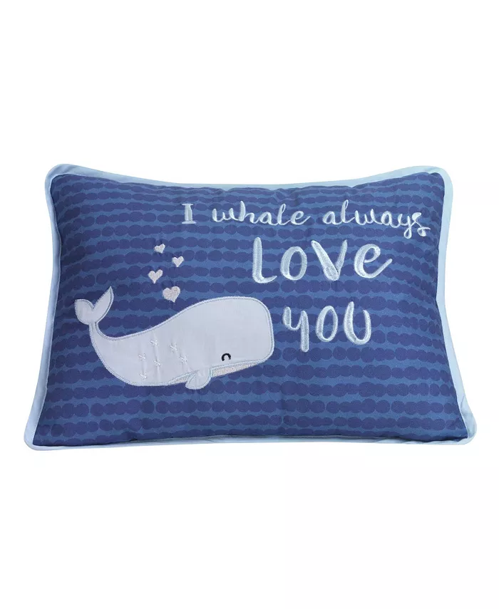 Lambs Ivy Oceania Blue I Whale Always Love You Nautical Ocean Theme Decorative Nursery Throw Pillow
