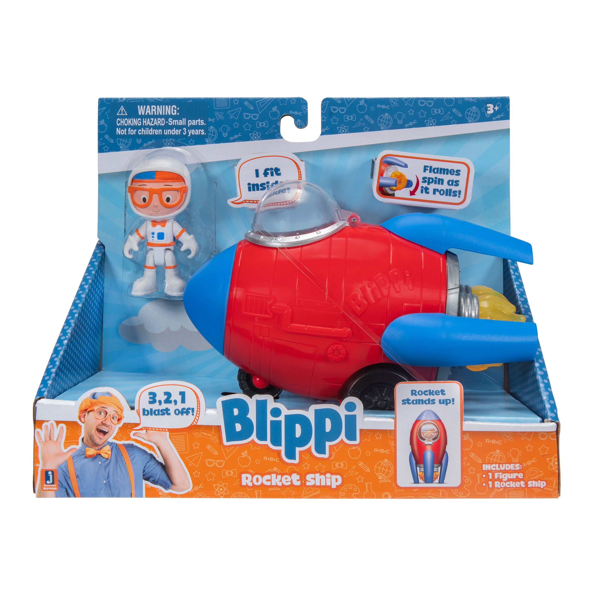 Blippi Feature Rocket Ship Vehicle， Preschool Kids Ages 2 and Up