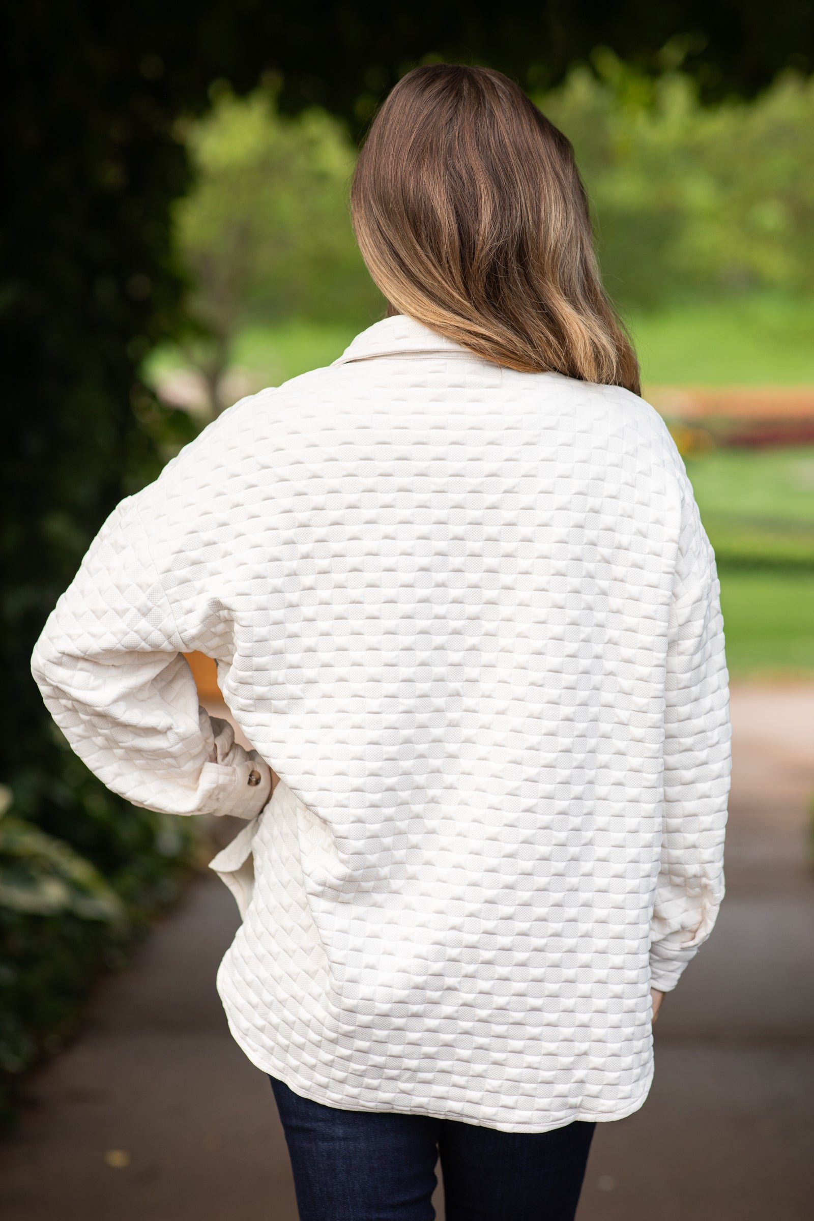 Ivory Textured Knit Shacket