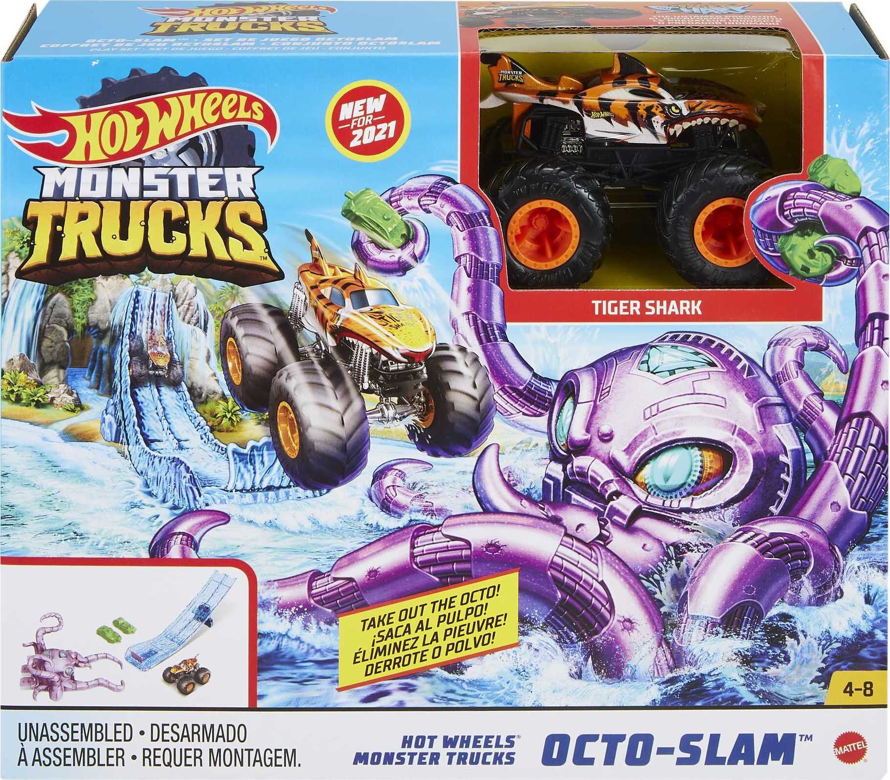 Hot Wheels Monster Trucks Octo-Slam Hero Playset with 1 Die-Cast Vehicle
