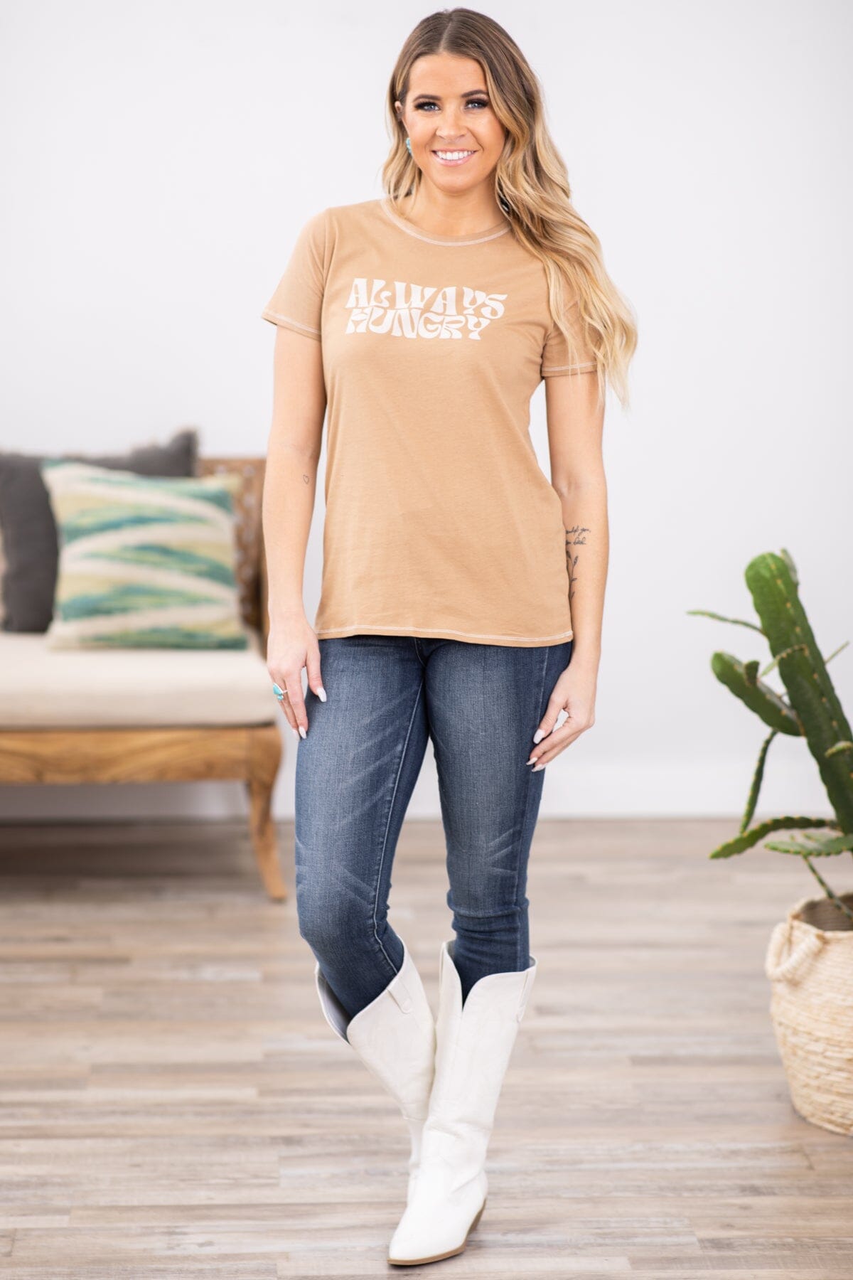 Tan Always Hungry Graphic Tee