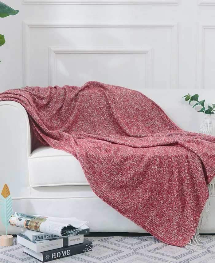 Cheer Collection Ultra Soft Knit Throw Blanket with Decorative Fringes