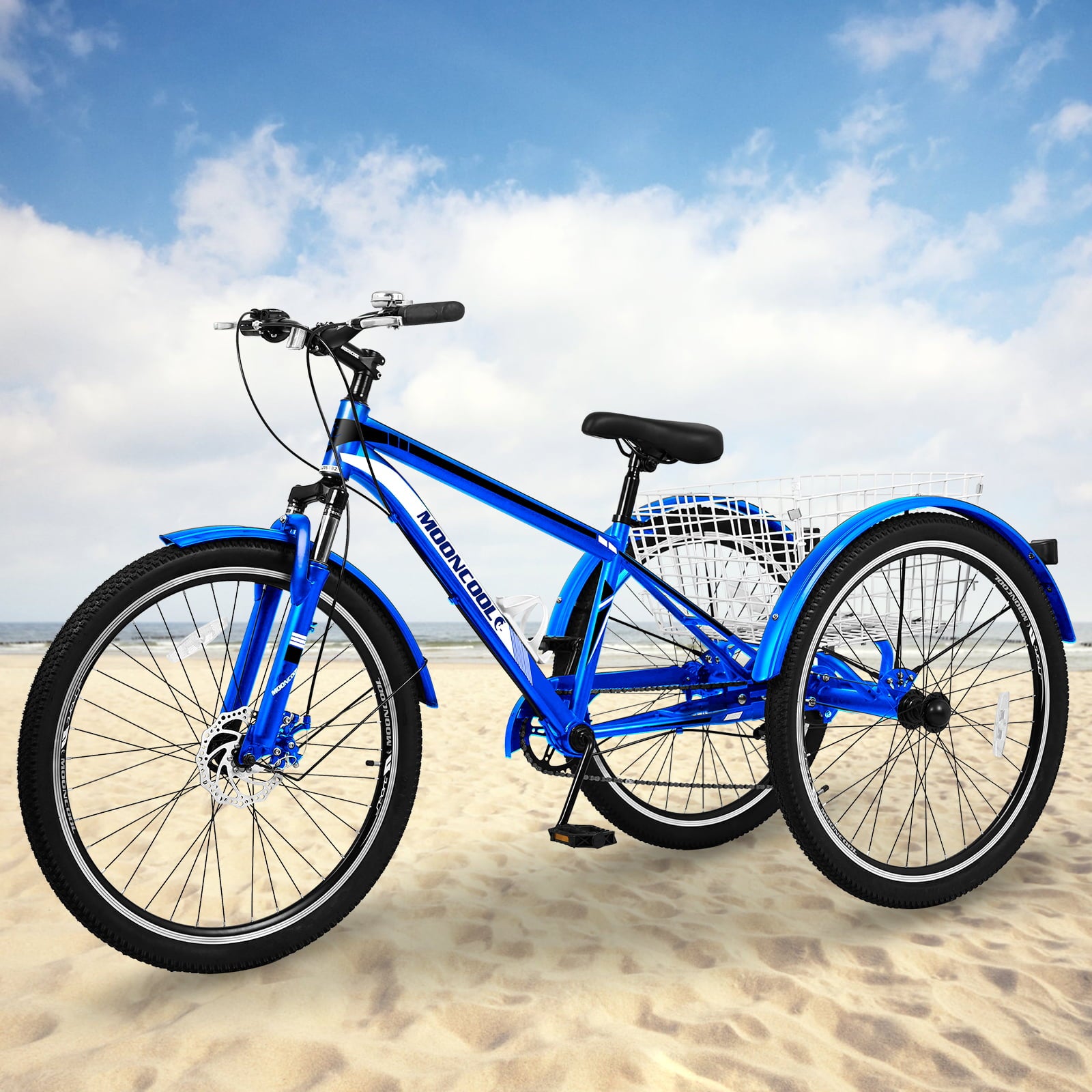 Docred Adult Tricycle， 7 Speed Three Wheel Bike，26 Inch Adults Mountain Trikes for Seniorsandkids with Shopping Basket