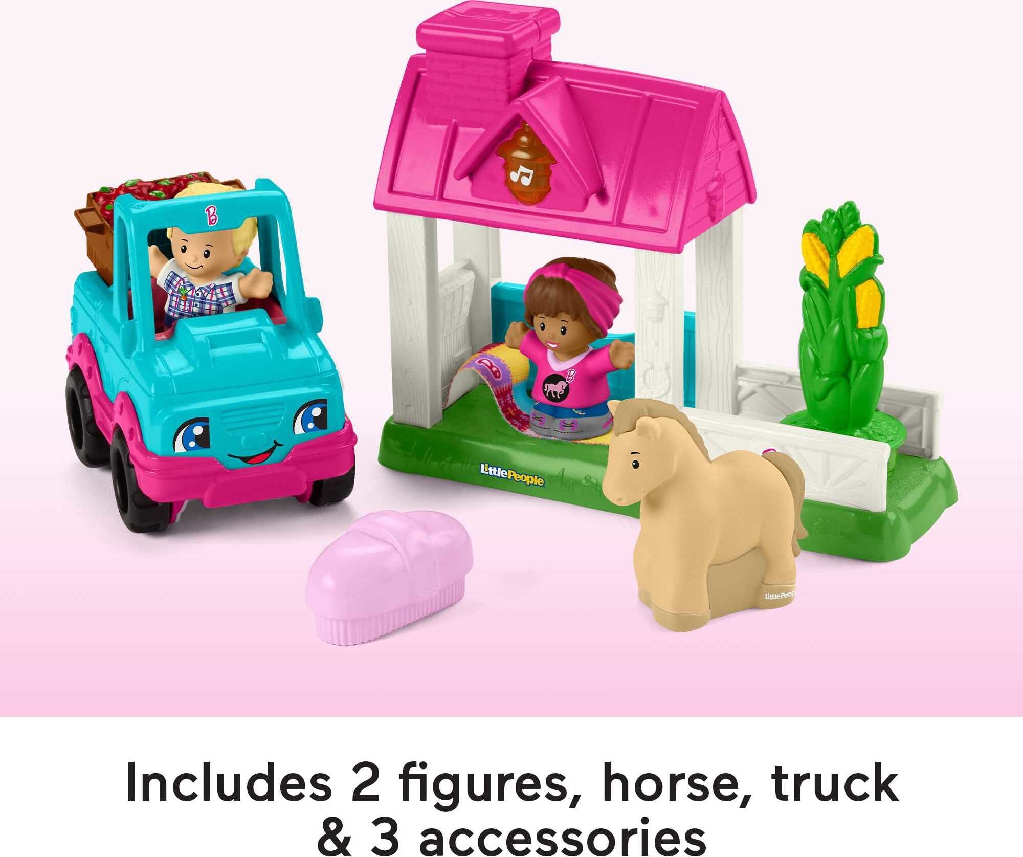 Fisher-Price Little People Barbie Horse Stable Toddler Playset with Light Sounds & 7 Pieces