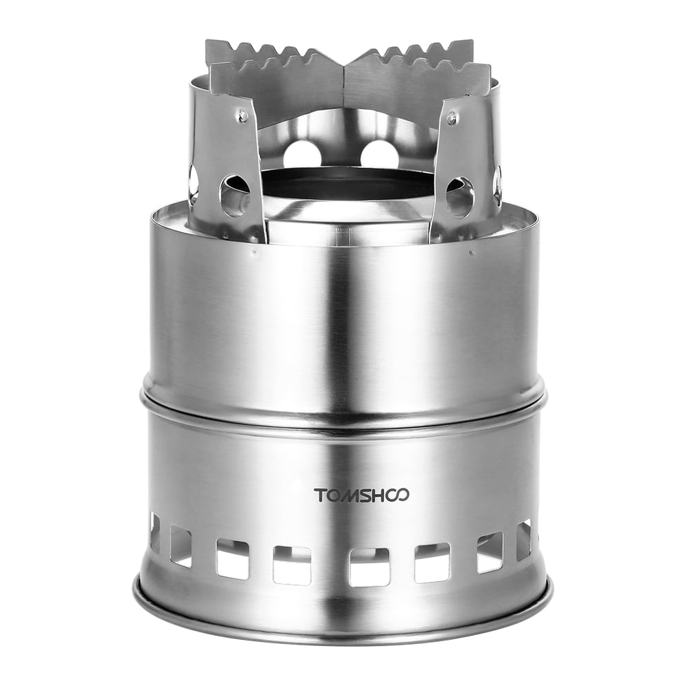 TOMSHOO Portable Folding Windproof Wood Burning Compact Stainless Steel Outdoor Camping Hiking Backpacking Picnic BBQ