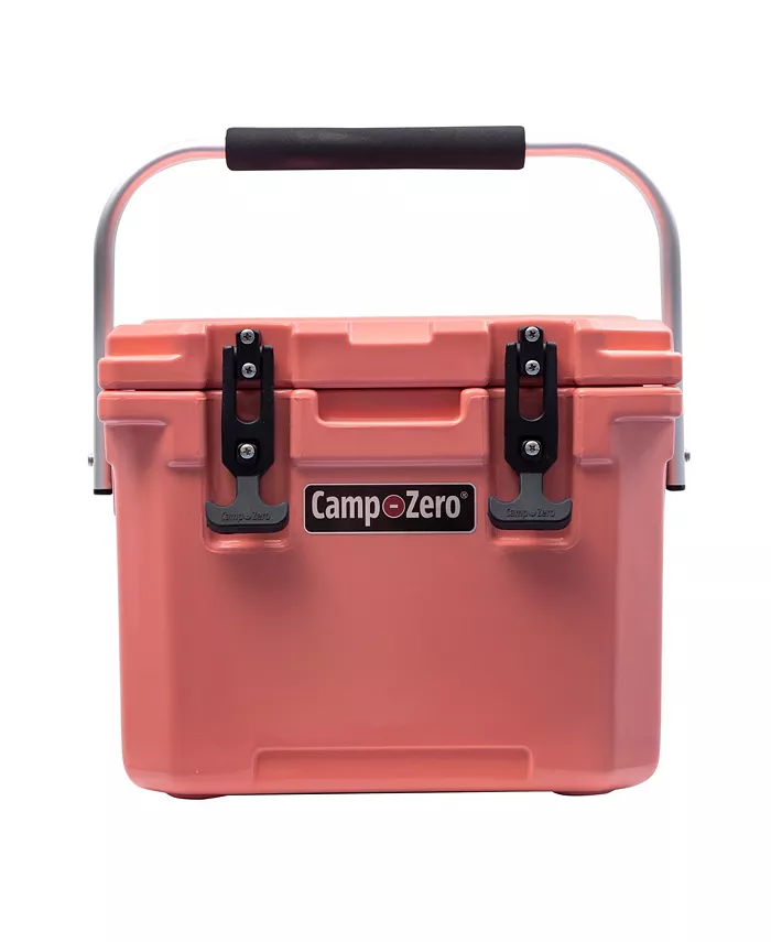 CAMP-ZERO 10 | 10.6 Qt. Premium Cooler with 2 Molded-in Cup Holders Folding Aluminum Handle | Pink