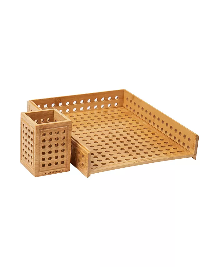 Mind Reader Lattice Collection， Paper Tray and Pen Cup Set， Office， Rayon from Bamboo